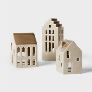 Studio McGee Set of 3 Ceramic House LED Tea Light Candle Holder